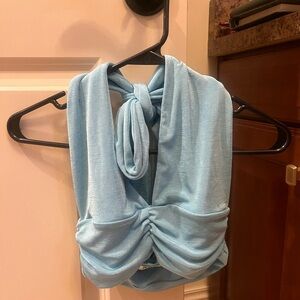Princess polly blue halter tank crop top going out size 4 like new